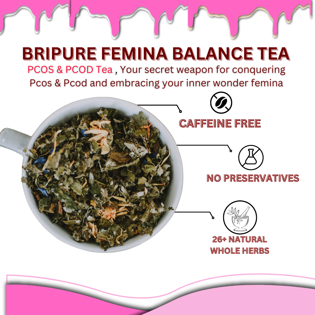 Combo Of Bripure Femina Balance Herbal Tea With 27+ Natural Ayurvedic Rare Herbs For Pcos & Pcod|Help To Reduce Period Cramps,Pain And Stress,Pms (30 Tea Bags Of 2Gm Each) Pack Of 2